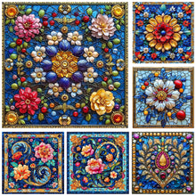 Load image into Gallery viewer, Glass Style Flowers-Full Round Diamond Painting-40x40cm
