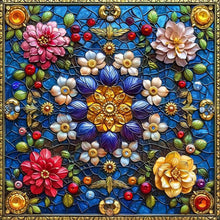 Load image into Gallery viewer, Glass Style Flowers-Full Round Diamond Painting-40x40cm
