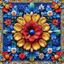 Load image into Gallery viewer, Glass Style Flowers-Full Round Diamond Painting-40x40cm
