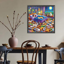 Load image into Gallery viewer, Girl And Cats-Full Round Diamond Painting-40x40cm
