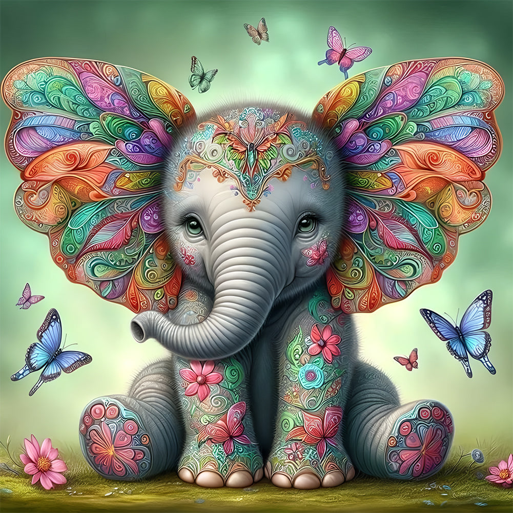 Elephant-Full Round Diamond Painting-30x30cm