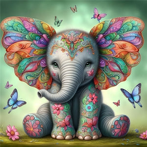 Elephant-Full Round Diamond Painting-30x30cm