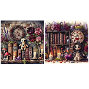 Bookshelf Doll-Full Round Diamond Painting-40x40cm