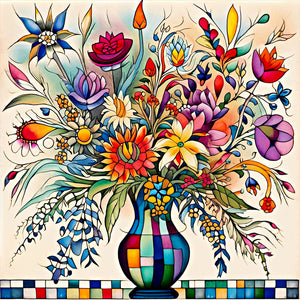 Abstract Flowers-Full Round Diamond Painting-30x30cm