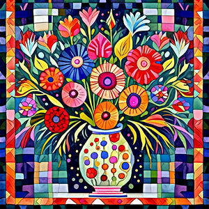 Abstract Flowers-Full Round Diamond Painting-30x30cm