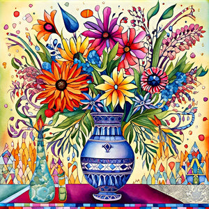 Abstract Flowers-Full Round Diamond Painting-30x30cm