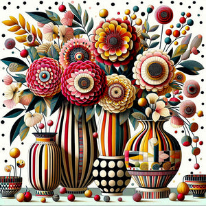 Abstract Flowers-Full Round Diamond Painting-30x30cm