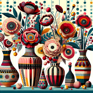 Abstract Flowers-Full Round Diamond Painting-30x30cm