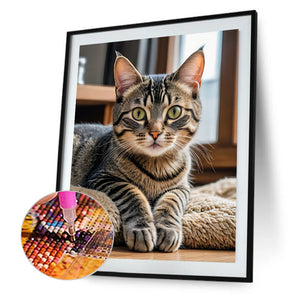 Cat-Full Round Diamond Painting-40x50cm