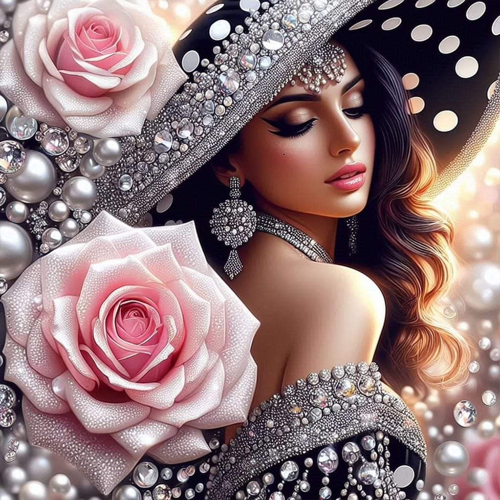Lady-Full Round Diamond Painting-40x40cm