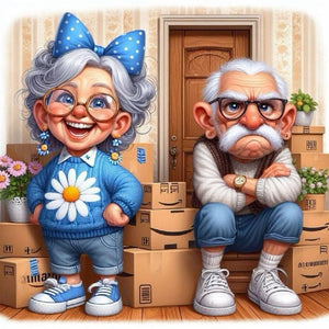 Old People-Full Round Diamond Painting-40x40cm