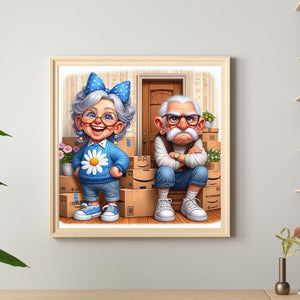 Old People-Full Round Diamond Painting-40x40cm