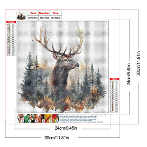 Deer-Full Round Diamond Painting-30x30cm