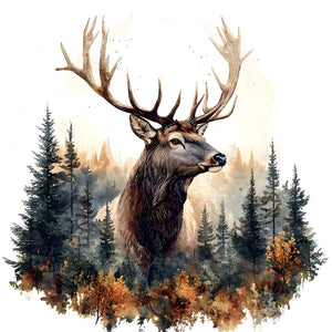 Deer-Full Round Diamond Painting-30x30cm