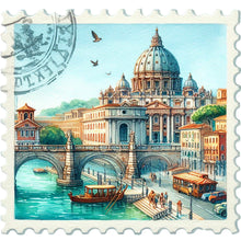 Load image into Gallery viewer, Famous Buildings With Stamp Sense-Full Round Diamond Painting-30x30cm
