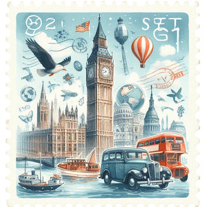 Famous Buildings With Stamp Sense-Full Round Diamond Painting-30x30cm
