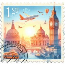 Load image into Gallery viewer, Famous Buildings With Stamp Sense-Full Round Diamond Painting-30x30cm
