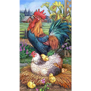 Cockerel-Full Round Diamond Painting-40x70cm-Large Size