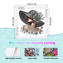 Load image into Gallery viewer, Elegant Hat Woman-Partial Special Diamond Painting-30x30cm
