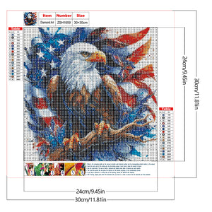 American Flag Eagle-Full Round Diamond Painting-30x30cm