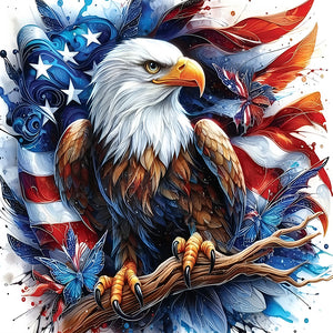 American Flag Eagle-Full Round Diamond Painting-30x30cm