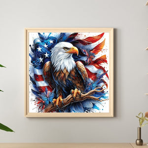 American Flag Eagle-Full Round Diamond Painting-30x30cm
