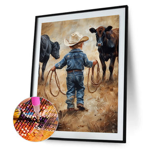 Cowboy Kid-Full Round Diamond Painting-30x40cm