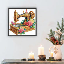Load image into Gallery viewer, Sewing Machine and Rose-Partial Special Diamond Painting-30x30cm
