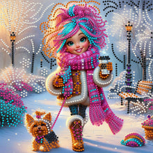 Load image into Gallery viewer, Snow Scene Little Girl-Partial Special Diamond Painting-30x30cm
