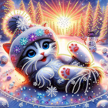 Load image into Gallery viewer, Snow Scene Cat-Partial Special Diamond Painting-30x30cm
