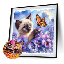 Load image into Gallery viewer, Cat And Flowers-Full Round Diamond Painting-40x40cm
