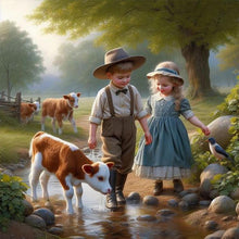 Load image into Gallery viewer, Farm Kids-Full Round Diamond Painting-40x40cm
