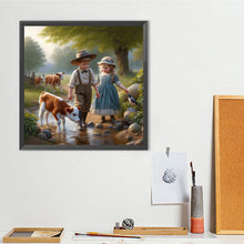 Load image into Gallery viewer, Farm Kids-Full Round Diamond Painting-40x40cm
