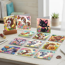 Load image into Gallery viewer, 12Pcs/Set 12Pcs/Set Cute Animals-Diamond Greeting Cards

