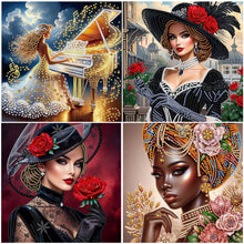 Load image into Gallery viewer, Black Beauty-Partial Special Diamond Painting-30x30cm
