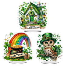 Load image into Gallery viewer, St Patricks Day Owl-Single Side Drill-Acrylic Diamond Desktop Ornament

