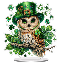 Load image into Gallery viewer, St Patricks Day Owl-Single Side Drill-Acrylic Diamond Desktop Ornament
