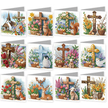 Load image into Gallery viewer, 12Pcs/Set 12Pcs/Set Easter Cross-Diamond Greeting Cards
