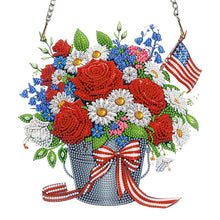 Load image into Gallery viewer, National Flag And Flowers-Single Side Drill-Diamond Pendant
