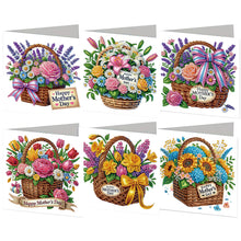 Load image into Gallery viewer, 6Pcs/Set Mothers Day Flower Basket-Diamond Greeting Cards
