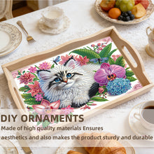 Load image into Gallery viewer, Cats-Round Diamond Wooden Dinning Table Tray
