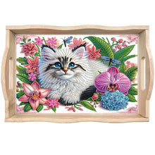 Load image into Gallery viewer, Cats-Round Diamond Wooden Dinning Table Tray
