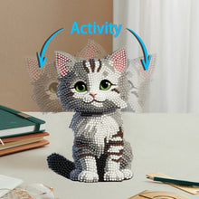 Load image into Gallery viewer, Beige Cat-Single Side Drill-Acrylic Diamond Desktop Ornament
