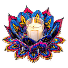 Load image into Gallery viewer, Purple Lotus-A-Diamond Candle Holder-Diamond Desktop Ornament

