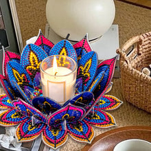 Load image into Gallery viewer, Purple Lotus-A-Diamond Candle Holder-Diamond Desktop Ornament
