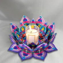 Load image into Gallery viewer, Purple Lotus-A-Diamond Candle Holder-Diamond Desktop Ornament
