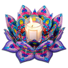 Load image into Gallery viewer, Purple Lotus-A-Diamond Candle Holder-Diamond Desktop Ornament
