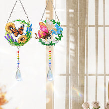 Load image into Gallery viewer, 2Pcs/Set Flower Wreath Rabbit-SunCatcher Window Hanging Diamond Wind Chimes
