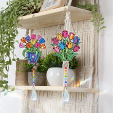 Load image into Gallery viewer, 2Pcs/Set Flower Wreath Rabbit-SunCatcher Window Hanging Diamond Wind Chimes
