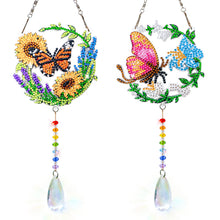 Load image into Gallery viewer, 2Pcs/Set Flower Wreath Rabbit-SunCatcher Window Hanging Diamond Wind Chimes
